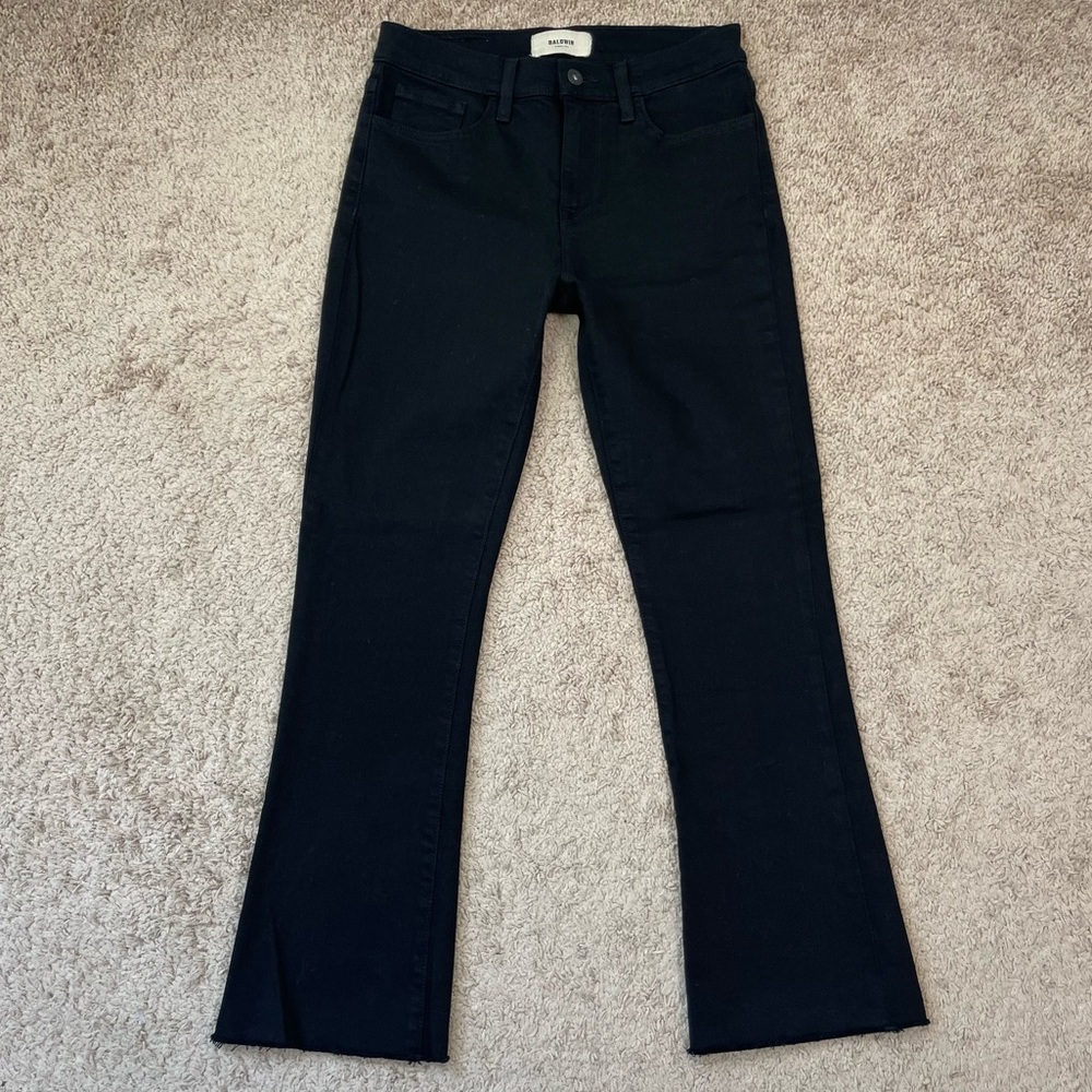 Baldwin Maxwell Crop Flare Jean Women’s Black Denim Jeans in Raven Black Size 26